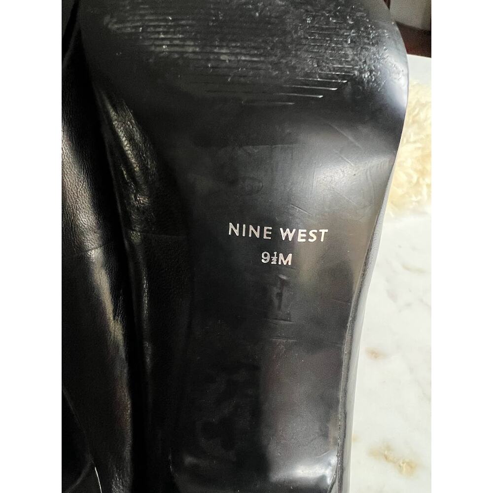 Nine West Pointed Black Leather Heels - Picture 8 of 9